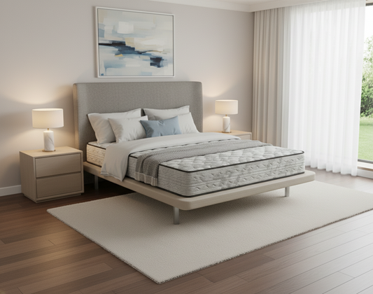 Base Tapizada + Colchón Zeus